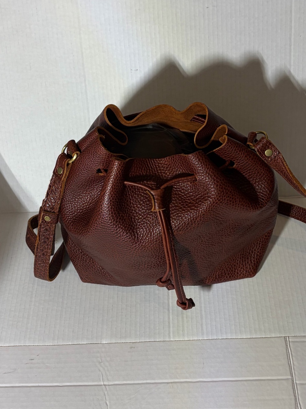 Portland Leather Goods Drawstring Bucket Bag - Picture 5 of 9